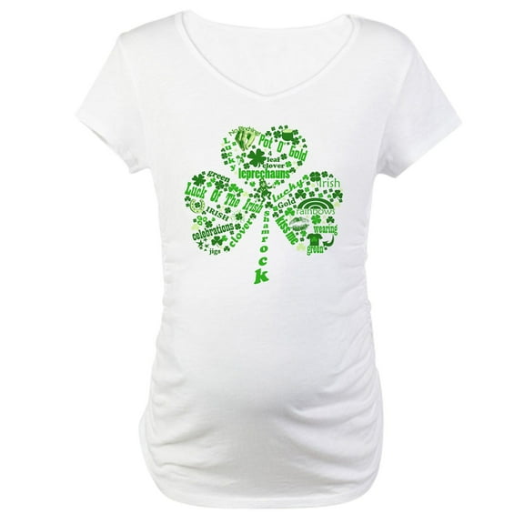 CafePress - St Paddys Day Shamrock Maternity T Shirt - Cotton Maternity T-shirt, Cute & Funny Pregnancy Tee