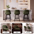 thumbnail image 4 of EOP 26'' Swivel Counter Height Bar Stools Set of 6, Modern Upholstered Bar Stools with Curved Back and Solid Wood Legs, Bar Chairs for Kitchen Island Home Bar, Green, 4 of 12