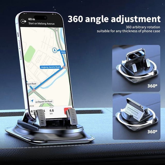 Support de Téléphone pour Tableau de Bord, Base en Silicone Antidérapante, Rotation à 360 Degrés, Visualisation Horizontale et Verticale, Convient aux Téléphone Intelligent de 4,7–6,8 Pouces pour la Navigation GPS et la Conduite Mains Libres