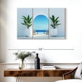 thumbnail image 3 of Elephant Stock Santorini Lounge Wall Art - Horizontal Multi Panel Canvas - Living Room Wall Decor - Architecture Multi Panel - Blue And Green Decor - 38" x 24", 3 of 8