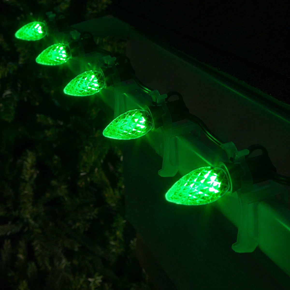 Opticore Green C7 LED Christmas Lights, C7 Christmas Lights with Shatterproof Christmas Bulbs, 25 Lights, 25’