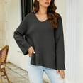 thumbnail image 4 of AOOCHASLIY Sweaters Fall Clearance Women Casual Fashion Solid Pullover Long Sleeve V-Neck Knit Tops Sweater, 4 of 4