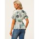 thumbnail image 4 of Top cruzado de gasa con cuello en V y cintura con lazo floral para mujer blanco XS, 4 of 5