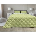 thumbnail image 1 of Bamboo Print Comforter & Sham Bedding Set, Japanese Botany Art Inspired Botanical Fresh Leaves Silhouette, 3 pcs Duvet Set Microfiber Filling Quilt, 5 Sizes, Apple Green Pale Yellow, by Ambesonne, 1 of 4