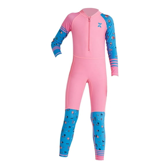 Traje de neopreno para niños, traje de buceo, traje de surf térmico de manga larga para buceo Rosa L