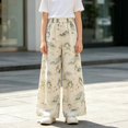thumbnail image 5 of Coerni Girls Ink‑Wash Printed Pants Lightweight Chiffon Wide Leg Pants Elastic High Waist Flowy Trousers Summer Casual Vacation, 5 of 6