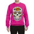 thumbnail image 2 of Wild Bobby Day Of The Dead Sugar Skull Pop Culture Unisex Crewneck Graphic Sweatshirt, Fuschia, Large, 2 of 5
