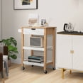 thumbnail image 4 of Gymax 3-Tier Kitchen Island Cart Rolling Service Trolley w/ Bamboo Top Shelves Natural, 4 of 10
