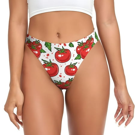 Sigee Hand Drawn Tomatoes for Women s G-String Panty  Low Rise  Soft Lace Perfect for Everyday Wear or Special Occasions-Small