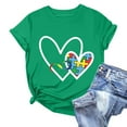 thumbnail image 1 of Aqestyerly T-Shirt de Sensibilisation à l'Autisme pour Femmes Manches Courtes Décontractées Haut d'Été Col Rond Graphique, 1 of 4