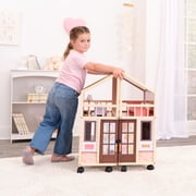 KidKraft So Darling Wooden Dollhouse on Wheels with 29 Accessories