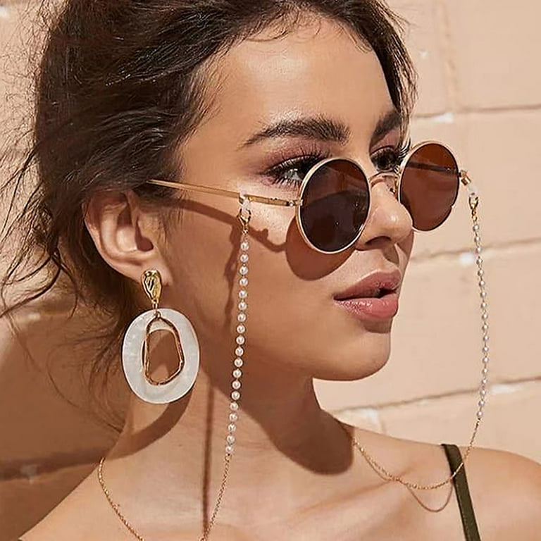 Anvazise Faux Pearl Wear Resistance Eyeglass Chain Alloy Anti-lost
