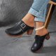thumbnail image 4 of Correas de Tacón para Tacones Altos Bloque de Hebilla Tacón Clog Mules, Tacones Altos de la Mujer Estilo Madera Cerrado Dedo Del Pie, 4 of 9