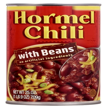 HORMEL Chili with Beans Canned Chili, No Artificial Ingredients, Shelf-Stable, 25 oz Steel Can