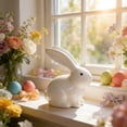 thumbnail image 5 of HuiXinOu Easter Ceramic Rabbit Figurine Ornamental Decor for Home Party Holiday Mantel Tabletop Festive Decoration, 5 of 6