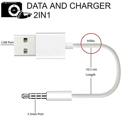 For Ipod Shuffle Cable 2 Pack 3 5mm Jack Plug To Usb Charger Sync Data Replacement Cable Compatible For Apple Ipod Shuffle 3rd 4th 5th Generation Mp3 Mp4 White Walmart Com Walmart Com