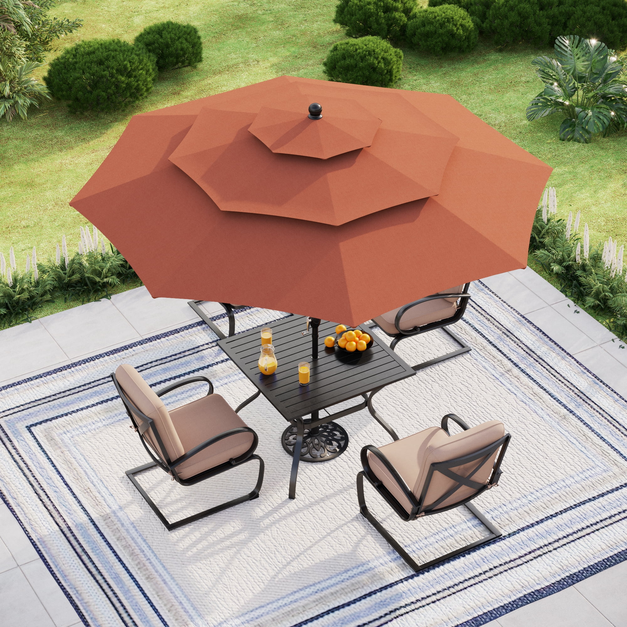 MF Studio 10ft Patio Umbrella 3 Tier Vented Outdoor Market Table