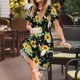 thumbnail image 3 of Easygdp Sunflower Skull Boho para Vestido Transpirable de Mujer, Vestido Suelto de Manga Corta con Pliegues y Bolsillos para el Verano, 3 of 6