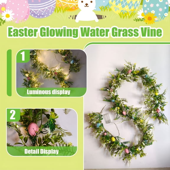LAMIRO 6 FT Lighted Easter Garland Decor-Artificial Spring Floral Garland with Easter Egg & 20 LED Lights for Home,Kitchen,Mantle,Fireplace,Indoor & Outdoor Holiday Parties