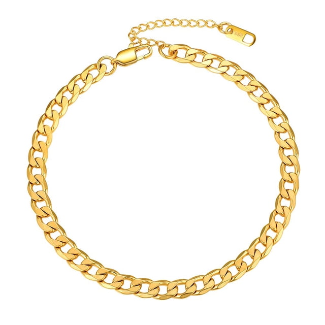 Pulsera de tobillera cubana PROSTEEL de oro de 6 mm para mujeres y niñas cadena de Acero inoxidable ajustable