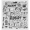 thumbnail image 3 of Robot Queen Size Duvet Cover Set, Futuristic Space Doodle Style Androids Sci Fi Pattern Fantasy Machine Art Print, Decorative 3 Piece Bedding Set with 2 Pillow Shams, Grey Light Grey, by Ambesonne, 3 of 3