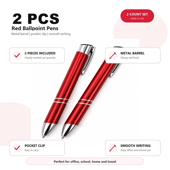 Under $5! Exclusive Gift 2 Pack Metal Ballpoint Pens, Retractable Click Pens With Metal Barrel, Smooth Writing Business Office Pens For Events Desk Supplies