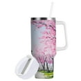 thumbnail image 2 of Ryvnso 40 oz Tumbler with Handle and Straw Insulated Stainless Steel Travel Mug with Lid Eiffel Tower Cherry Blossoms, 2 of 9