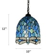thumbnail image 7 of Tiffany Blue Stained Glass Dragonfly 10-Light Pendant Lights with Stained Glass 10"W*10"D*60"H, 7 of 7