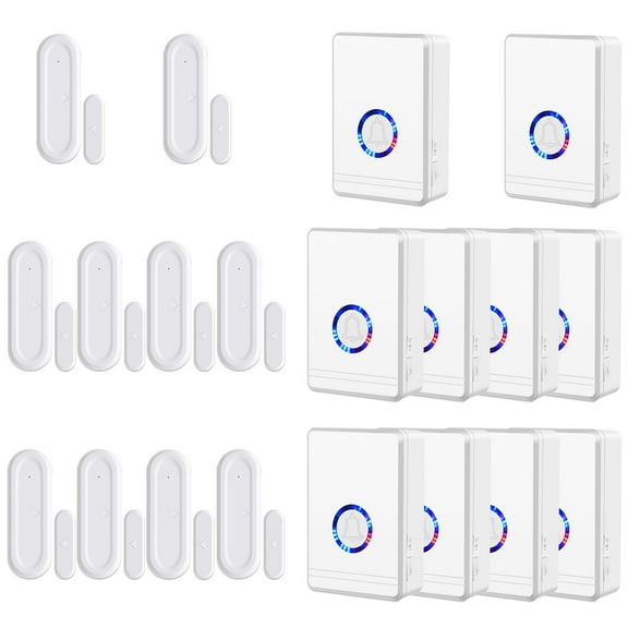 GREENCYCLE Wireless Door Open Sensor Chime, Door Entry Chime with Adjustable Volume, LED Flash, 48 Chimes, Nightlight Function, Magnetic Door Chime for Business Home Office Store, 10 Pack