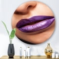 thumbnail image 2 of Designart 'Close Up View of Girl Lips With Purple Lipstick' Modern Circle Metal Wall Art 23x23 - Disc of 23, 2 of 5