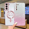 thumbnail image 5 of Zonrw Para Samsung Galaxy S22 Plus Funda Magnética Para Mujer Niña Suave Lindo Lujo Amor Corazón Chapado Bling Degradado Glitter Funda Para Teléfono Compatible Con Magsafe Transparente A Prueba De Gol, 5 of 5