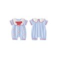 thumbnail image 2 of RUINIXCW Newborn Baby Boy Girl Game Day Outfit Infant Baby Boys Summer Fall Clothes Striped Romper Football Baseball Basketball Embroidery Doll Collar Short Sleeve Jumpsuit, 2 of 9