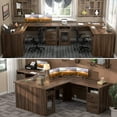 thumbnail image 6 of Homieasy L Shaped Desk with Power Outlet and USB Ports, 60 Inch Corner Computer Desk with Drawers and Storage Shelves, Large 2 Person Study Table L-Shaped Office Desk with File Cabinets, Rustic Oak, 6 of 8
