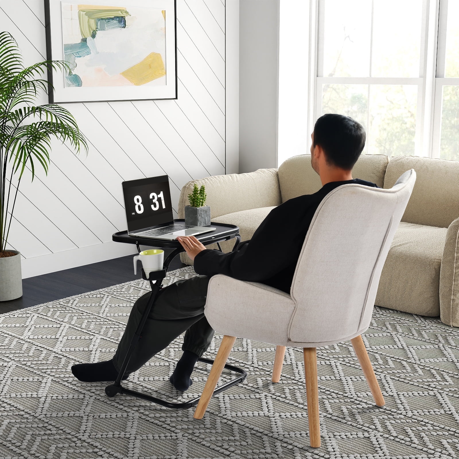 Homy Casa Adjustable TV Tray Table Set of 2, Portable Folding Dinner Tray for Bed Sofa and Office