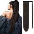 thumbnail image 1 of LAICAIW Extension Longue Queue de Cheval Droite 26 Pouces Enrouler Extensions de Cheveux Synthétiques à Clip pour Femmes, Brun Moyen, 1 of 7