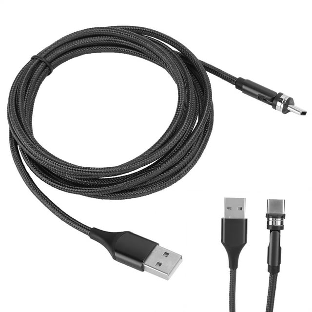 Fast Charging Cable, Suction Micro USB Fast Charging Cable, 360 Degree Rotate 5V/2.1A 3 In 1 Compatible With All Mobile Phone Black