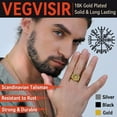 thumbnail image 3 of FaithHeart Viking Vegvisir Pirate Compass Mens Band Ring Gold Plated Stainless Steel Norse Scandinavian Jewelry Vintage Rune Valknut Protection Amulet for Dad Birthday Gift Size 13, 3 of 11