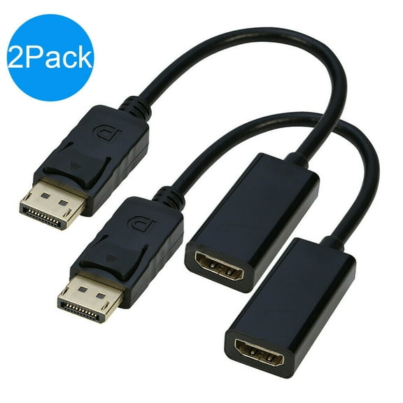 Displayport to HDMI Adapter Converter 2-Pack,Display Port DP to HDMI Cable Male to Female Port 1080P Compatible with PC, Monitor, Projector, HDTV - Black