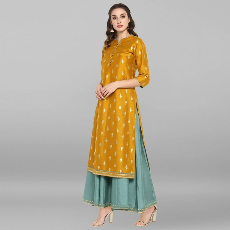Mustard yellow cheap ethnic dress