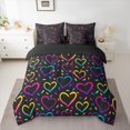 thumbnail image 2 of Manfei Colorful Heart Print Twin Bedding Sets 7-Piece,Rainbow Loves Pattern Bedding Comforter Set,Pink Blue Black Sheet Sets For Child,Luxury Bedroom Decor Reversible, 2 of 8