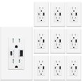 thumbnail image 1 of Micmi Prise USB avec Réceptacle Mural Double Haute Vitesse Intelligent 4.8A Charge Rapide, 15Amp 125Volts, Plaque Murale Résistante au Tassage Incluse (Lot de 10, Blanc, 1, 1 of 6