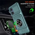 thumbnail image 3 of For Motorola Edge 50 Fusion Phone Case with Finger Ring Holder Kickstand, Card Slots，Heavy Duty Shockproof Rugged Protective Working with Magnetic Car Phone Mount,Green, 3 of 7