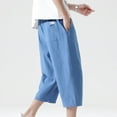 thumbnail image 5 of ZVNAΖH Men's Linen Capri Pants Casual Lightweight 3/4 Baggy Pants Drawstring Elastic Waist Beach Yoga Pants with Pockets, 5 of 5