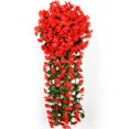 thumbnail image 1 of Cesta colgante de pared con 5 pétalos de orquídeas, flores artificiales violetas, simulación de flor falsa para boda, jardín, decoración de fiesta al aire libre, 1 of 4