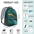 thumbnail image 6 of Teal Gold Marble Backpack for School,Cute School Bag,Schoolbag with Adjustable Shoulder Straps & Padded Back,15.3"x11"x6.7", 6 of 6