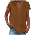 thumbnail image 2 of Button Down Shirts for Women V-Neck Solid Color Fashion Blouses Short Sleeve Dressy Work Tops, 2 of 4