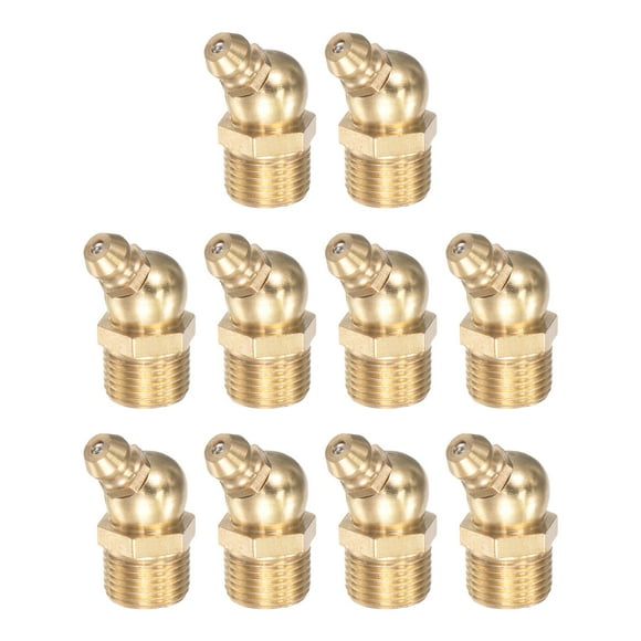 Unique Bargains Brass 45 Degree Hydraulic Grease Fitting M12 x 1mm Thread 10 Pack