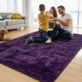 thumbnail image 2 of Lochas Soft Plush Fluffy Rugs Modern Indoor Shaggy Area Rug for Bedroom Living Room Home Decorative Floor Carpet,4'x6',Dark Purple, 2 of 7