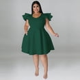 thumbnail image 2 of AURA Plus Size Ruffle Sleeve Maxi Swing Dress Solid Color Summer Casual Street Style, 2 of 5