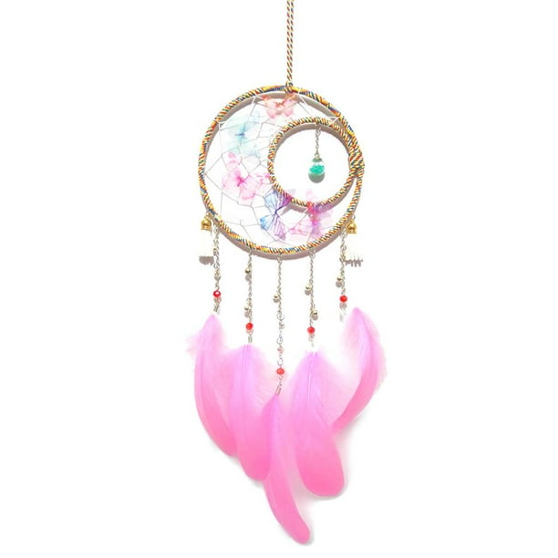 Mujeres niñas mariposa atrapasueños borla flecos pluma atrapasueños decoración de pared adorno Inevent JJ17541-02